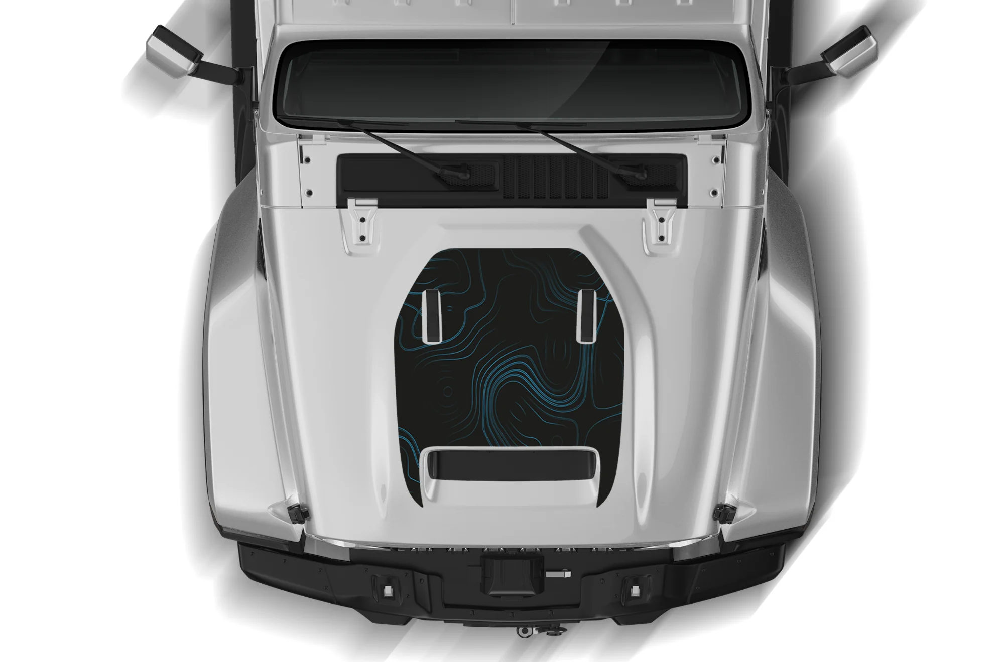 Blue topographic Hood Graphics Decals Compatible with Jeep JT Gladiator Mojave