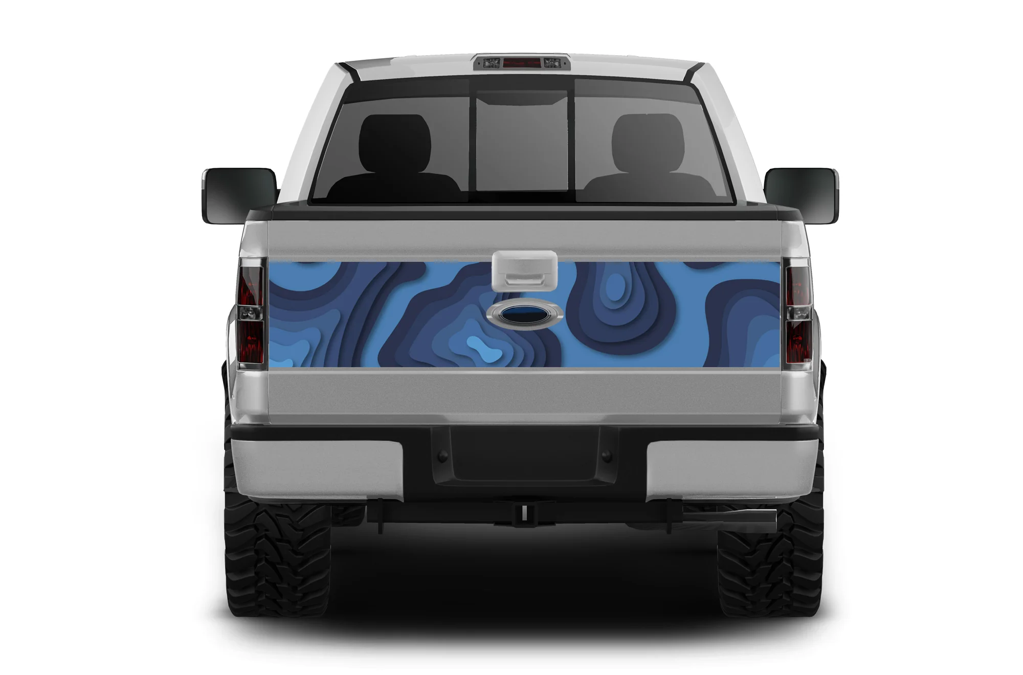 Blue Topographic Print Tailgate Graphics Decals Compatible with Ford F150 2009-2014