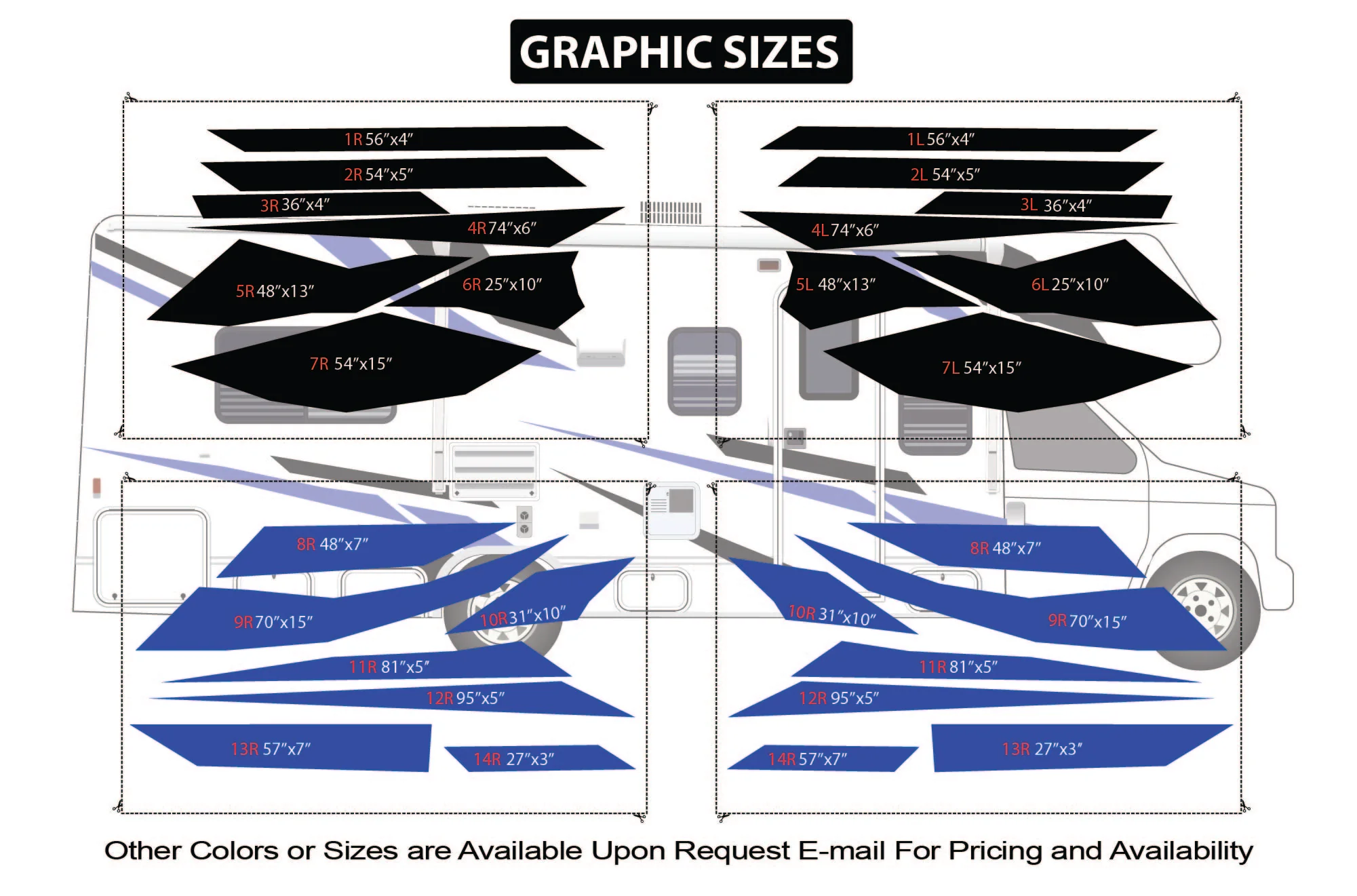 Replacement Decals Compatible With Motorhome Class C Thor Four Winds 24ft Black-Blue - Image 3