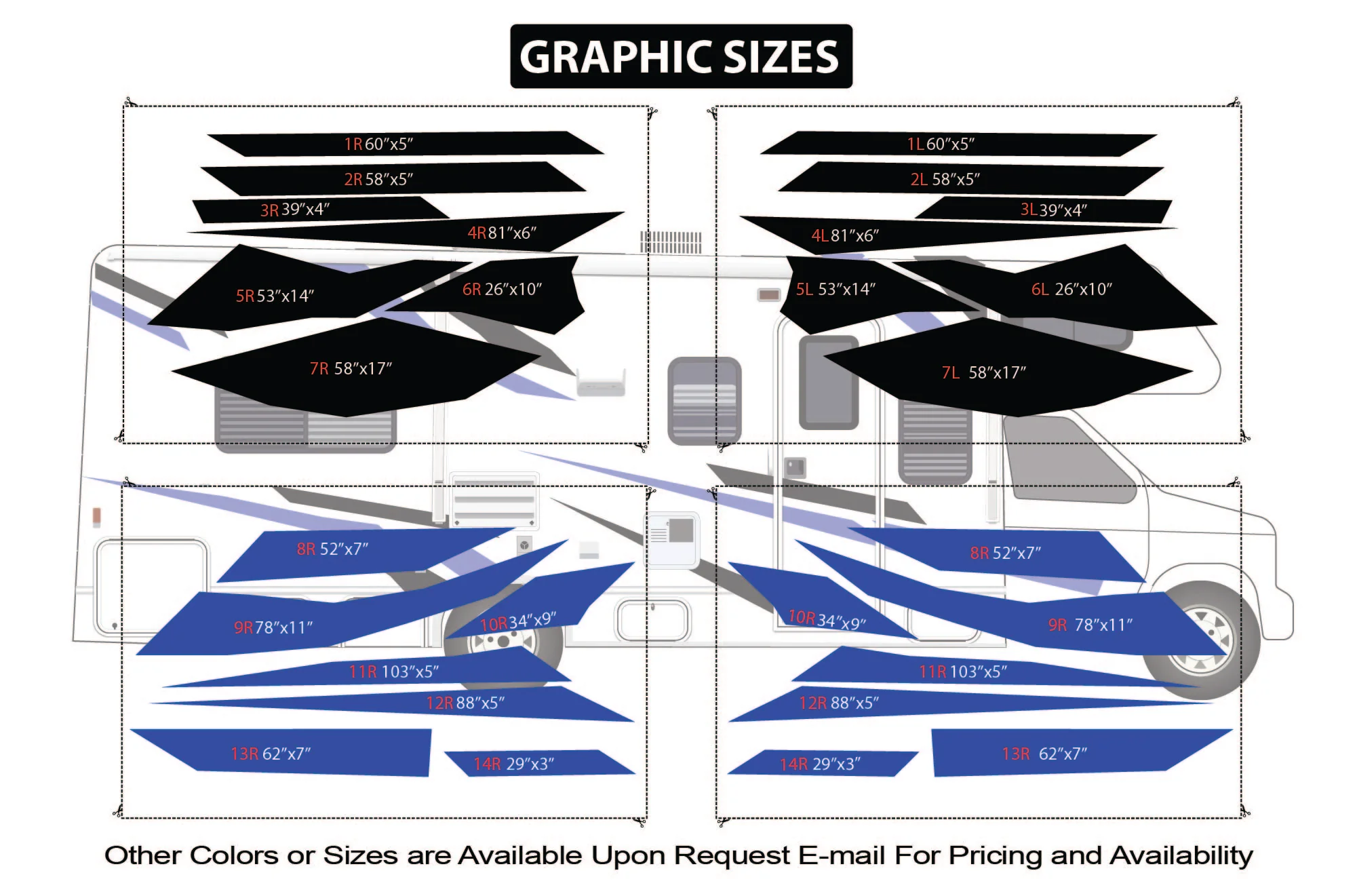 Replacement Decals Compatible With Motorhome Class C Tiffin Wayfarer 26ft Black-Blue - Image 3